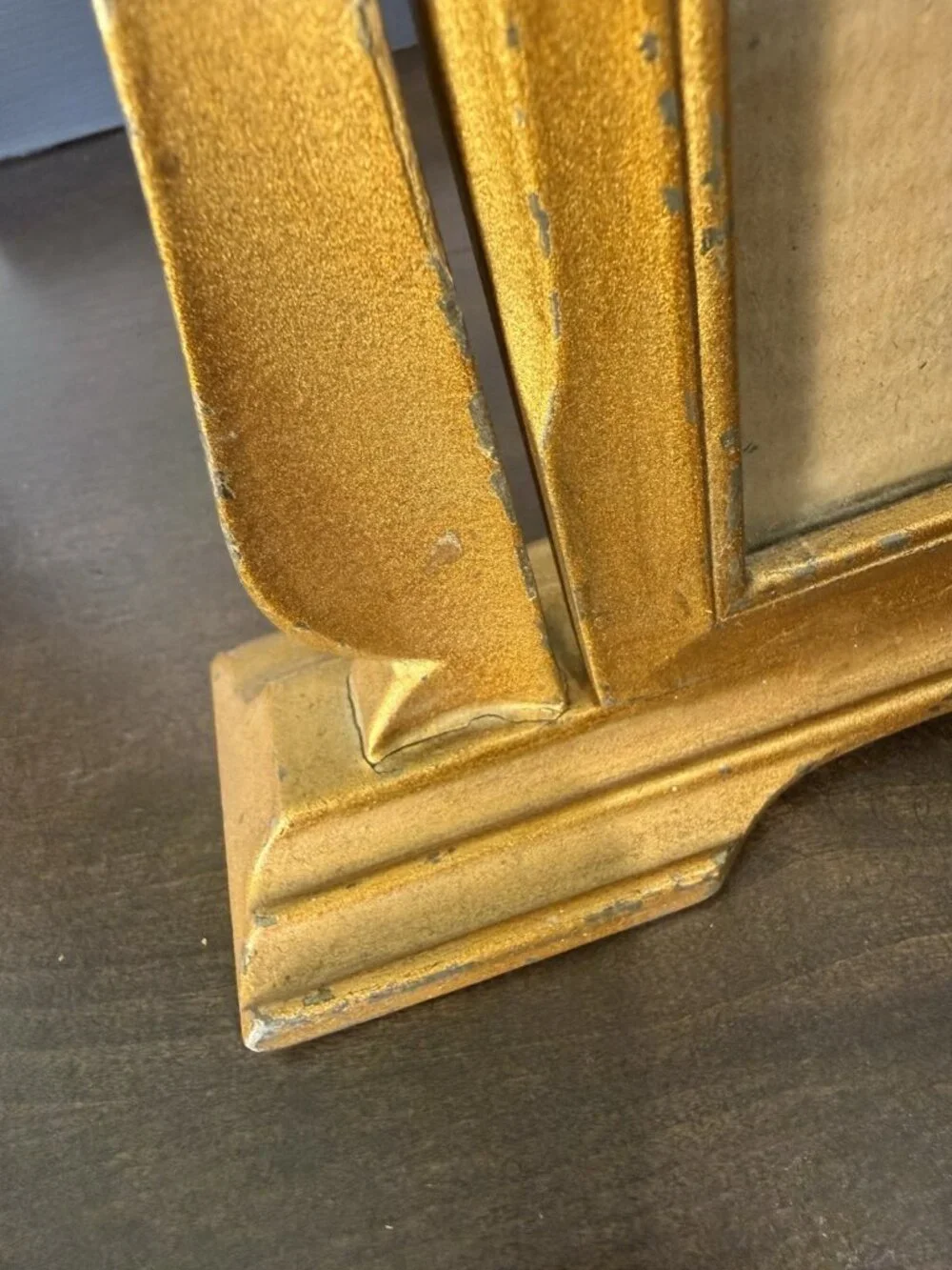 Antqiue 1920's Wood Tabletop Portrait Frame Easel Stand 6.75 x 10.75 opening